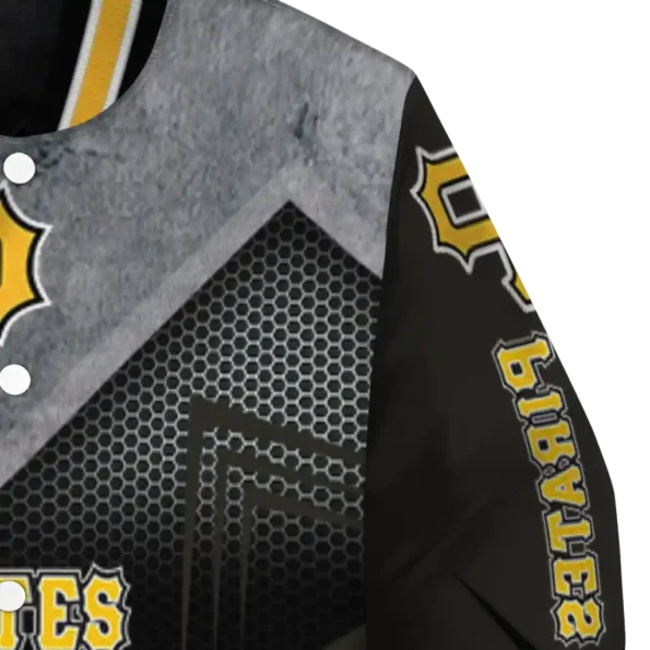pittsburgh pirates arrow layer black varsity jacket premium grade