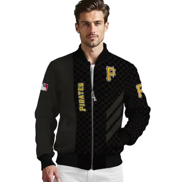pittsburgh pirates triple side stripes black bomber jacket high quality