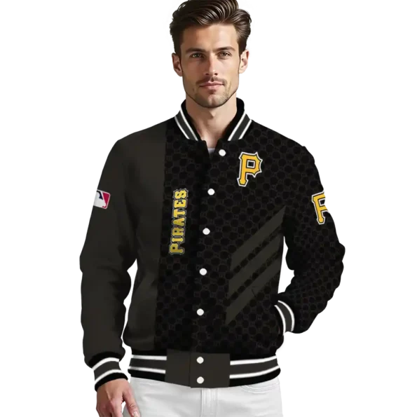 pittsburgh pirates triple side stripes black varsity jacket high quality