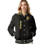 pittsburgh pirates triple side stripes black varsity jacket best selling