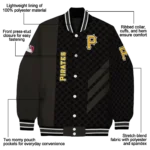pittsburgh pirates triple side stripes black varsity jacket best selling