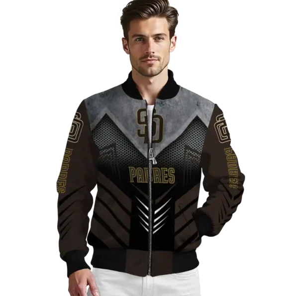 san diego padres arrow layer brown black bomber jacket high quality
