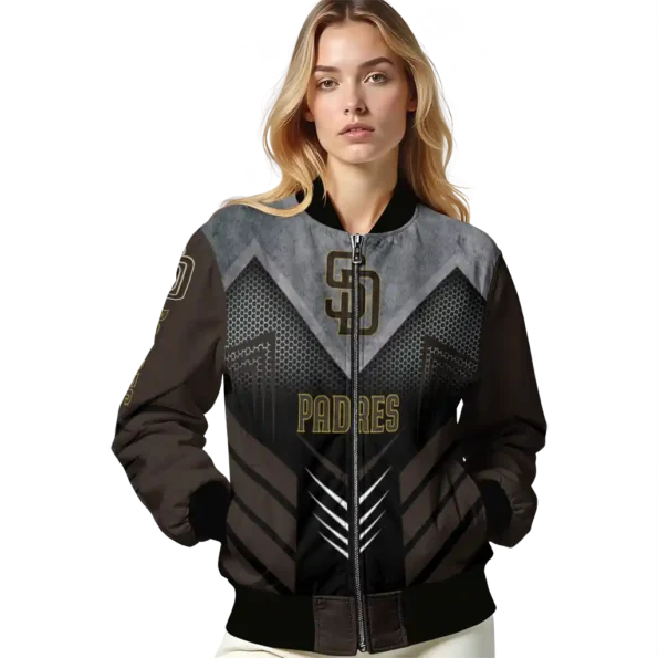 san diego padres arrow layer brown black bomber jacket latest model