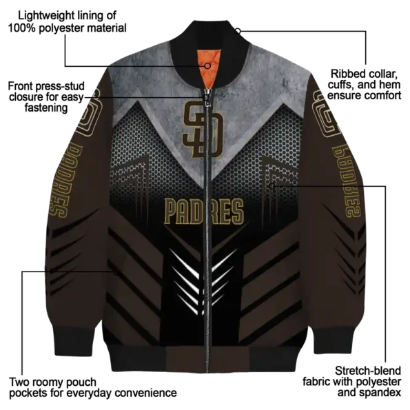 san diego padres arrow layer brown black bomber jacket new arrival