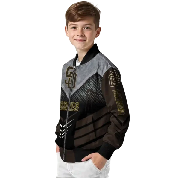 san diego padres arrow layer brown black bomber jacket trendy