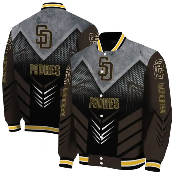 san diego padres arrow layer brown black varsity jacket fashion forward