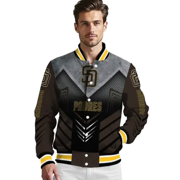 san diego padres arrow layer brown black varsity jacket high quality