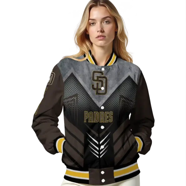 san diego padres arrow layer brown black varsity jacket latest model