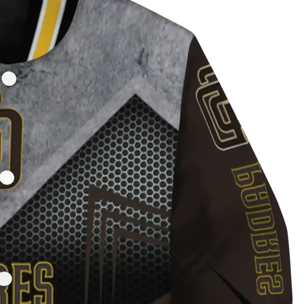 san diego padres arrow layer brown black varsity jacket premium grade