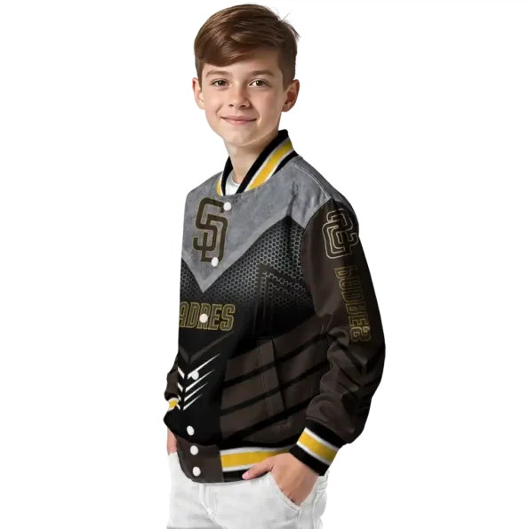 san diego padres arrow layer brown black varsity jacket trendy