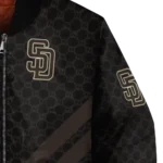 san diego padres triple side stripes brown black bomber jacket best selling