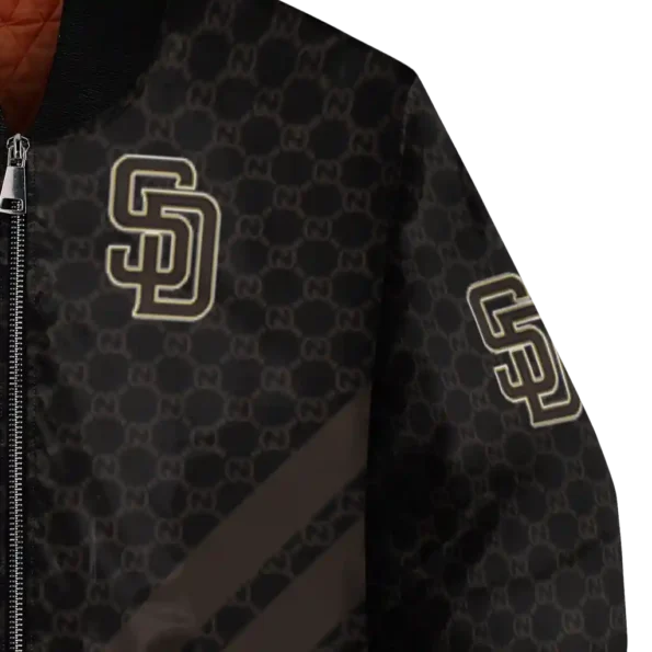 san diego padres triple side stripes brown black bomber jacket premium grade