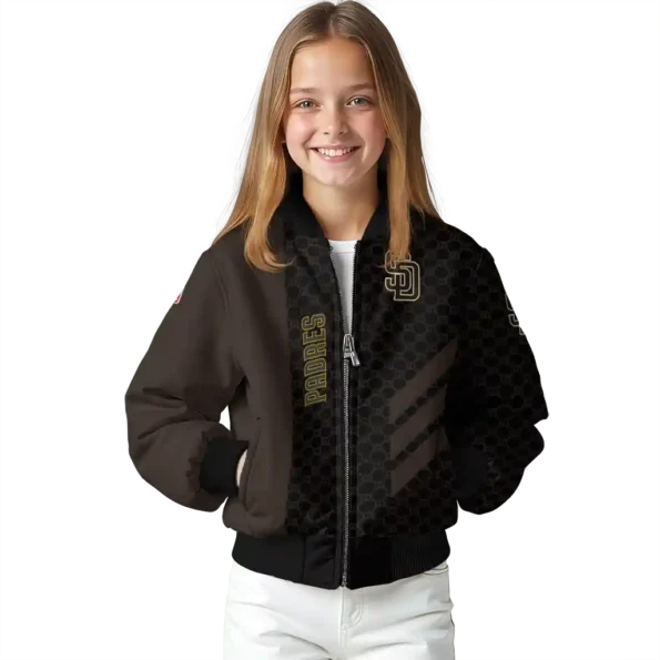 san diego padres triple side stripes brown black bomber jacket top rated