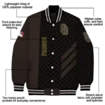 san diego padres triple side stripes brown black varsity jacket best selling