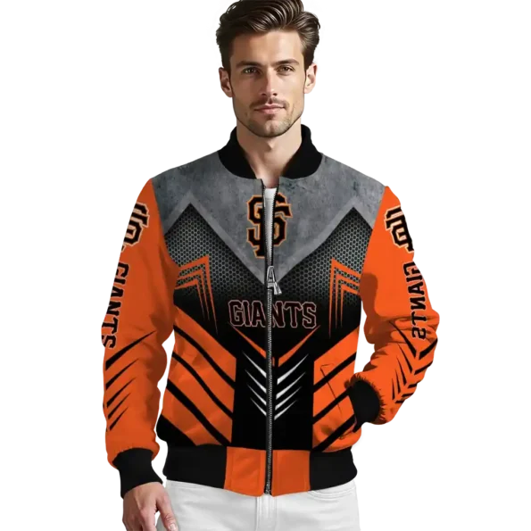 san francisco giants arrow layer orange black bomber jacket high quality