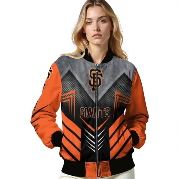 san francisco giants arrow layer orange black bomber jacket latest model