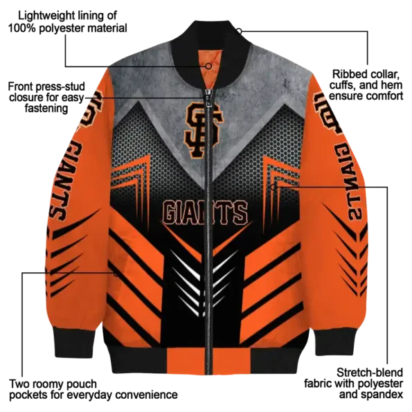 san francisco giants arrow layer orange black bomber jacket new arrival