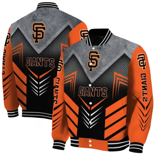 san francisco giants arrow layer orange black varsity jacket fashion forward