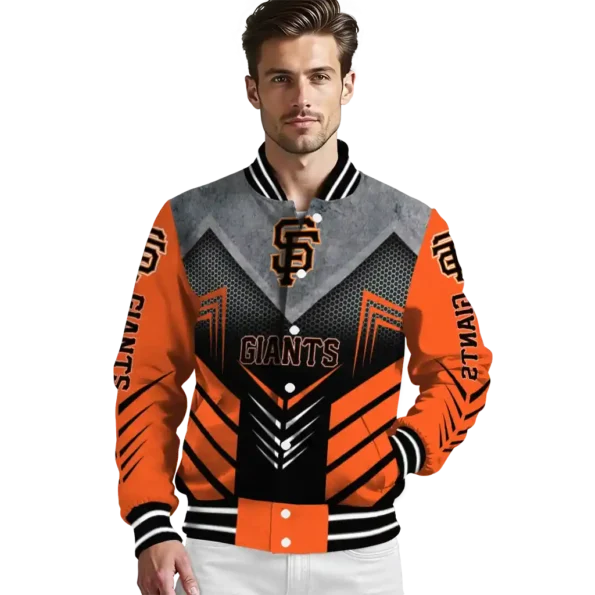 san francisco giants arrow layer orange black varsity jacket high quality