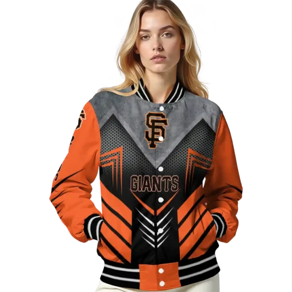 san francisco giants arrow layer orange black varsity jacket latest model