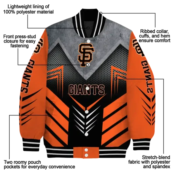 san francisco giants arrow layer orange black varsity jacket new arrival