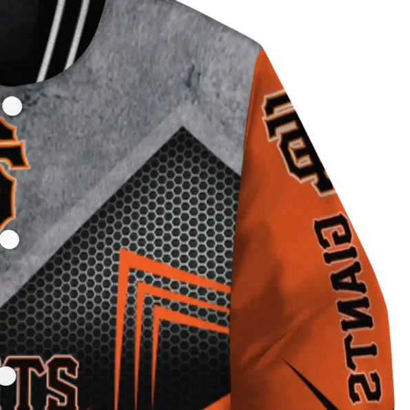 san francisco giants arrow layer orange black varsity jacket premium grade