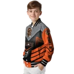 san francisco giants arrow layer orange black varsity jacket best selling