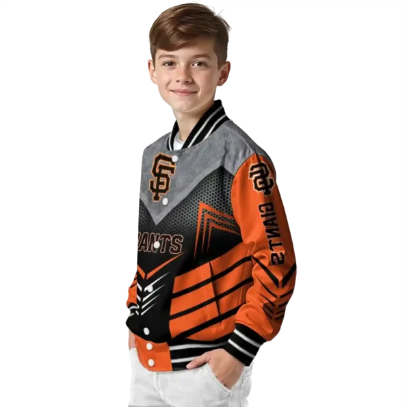san francisco giants arrow layer orange black varsity jacket trendy