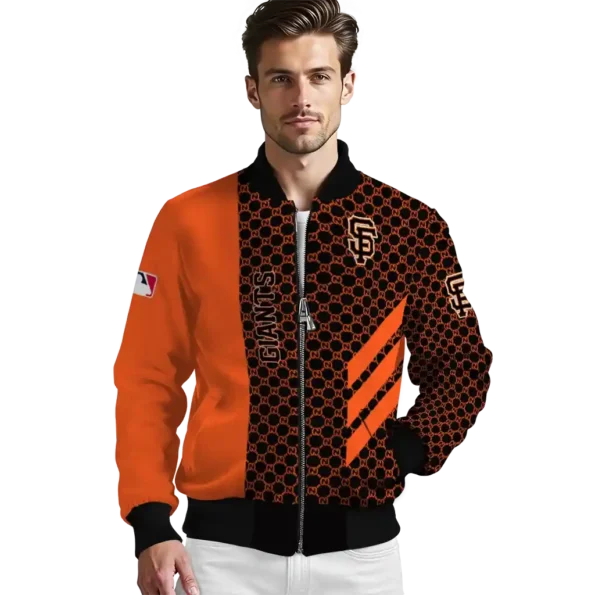 san francisco giants triple side stripes orange black bomber jacket high quality
