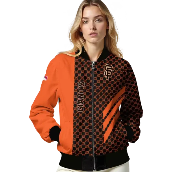 san francisco giants triple side stripes orange black bomber jacket latest model