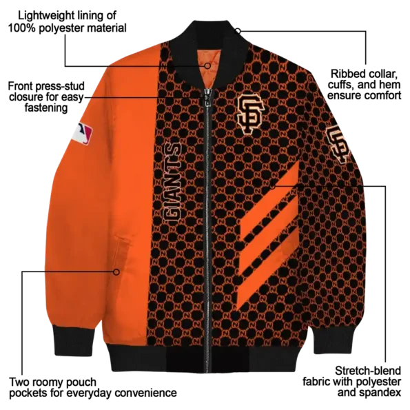 san francisco giants triple side stripes orange black bomber jacket new arrival