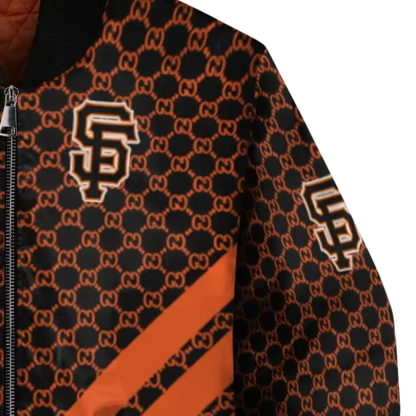 san francisco giants triple side stripes orange black bomber jacket premium grade