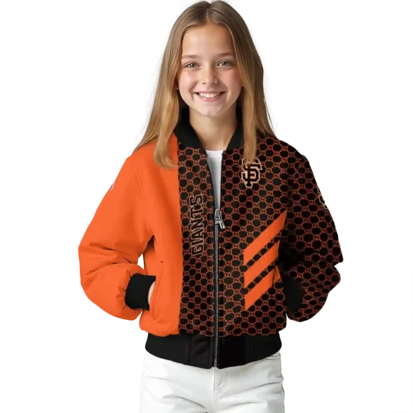 san francisco giants triple side stripes orange black bomber jacket top rated