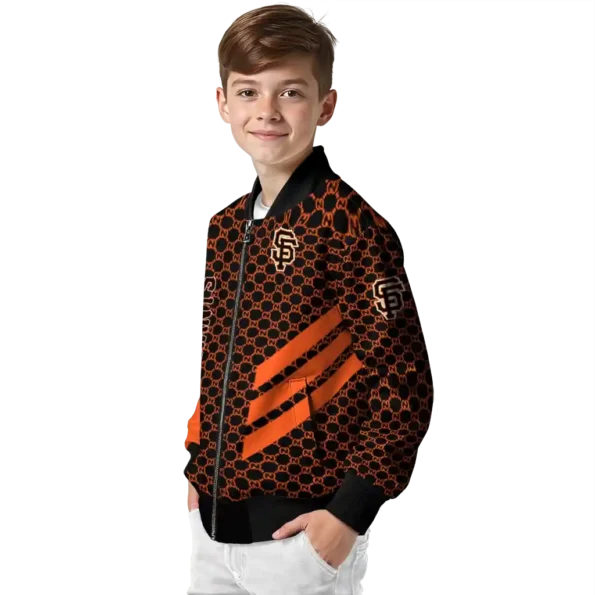 san francisco giants triple side stripes orange black bomber jacket trendy