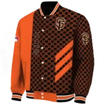 san francisco giants triple side stripes orange black varsity jacket best selling