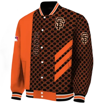 san francisco giants triple side stripes orange black varsity jacket best selling