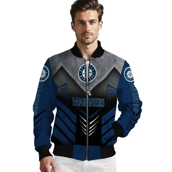 seattle mariners arrow layer navy blue black bomber jacket high quality