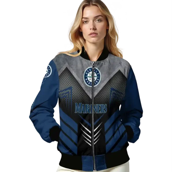 seattle mariners arrow layer navy blue black bomber jacket latest model