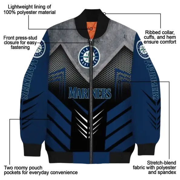 seattle mariners arrow layer navy blue black bomber jacket new arrival