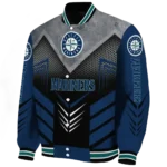 seattle mariners arrow layer navy blue black varsity jacket best selling