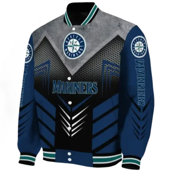 seattle mariners arrow layer navy blue black varsity jacket best selling
