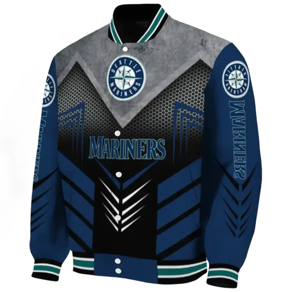 seattle mariners arrow layer navy blue black varsity jacket best selling