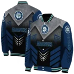 seattle mariners arrow layer navy blue black varsity jacket best selling