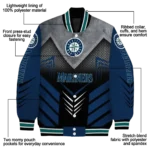 seattle mariners arrow layer navy blue black varsity jacket best selling