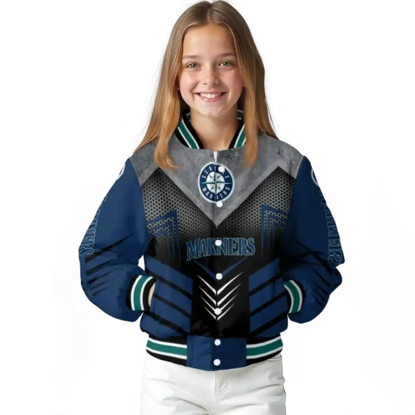 seattle mariners arrow layer navy blue black varsity jacket top rated