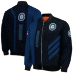 seattle mariners triple side stripes navy blue black bomber jacket best selling
