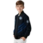 seattle mariners triple side stripes navy blue black bomber jacket best selling
