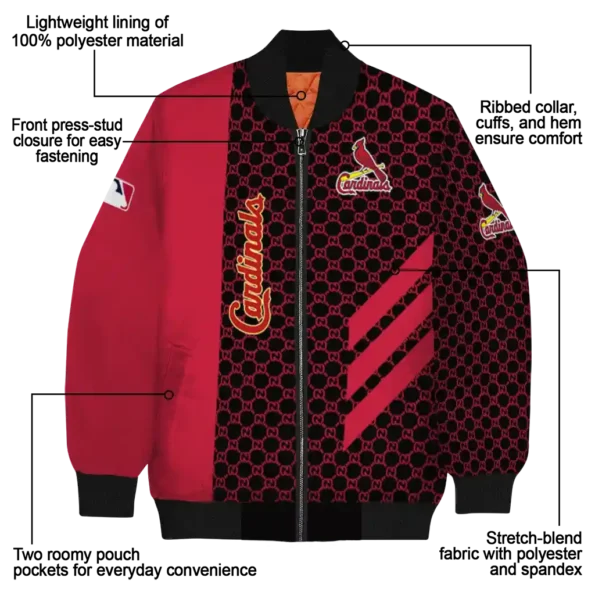 st louis cardinals triple side stripes red black bomber jacket new arrival