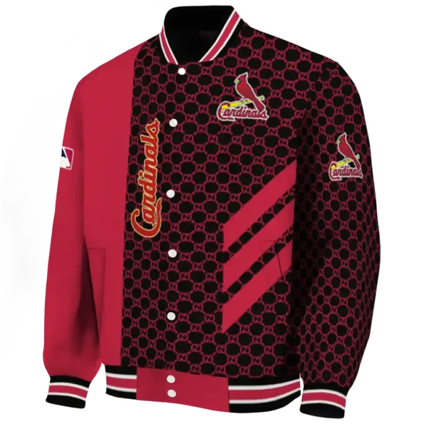 st louis cardinals triple side stripes red black varsity jacket best selling