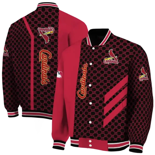 st louis cardinals triple side stripes red black varsity jacket fashion forward